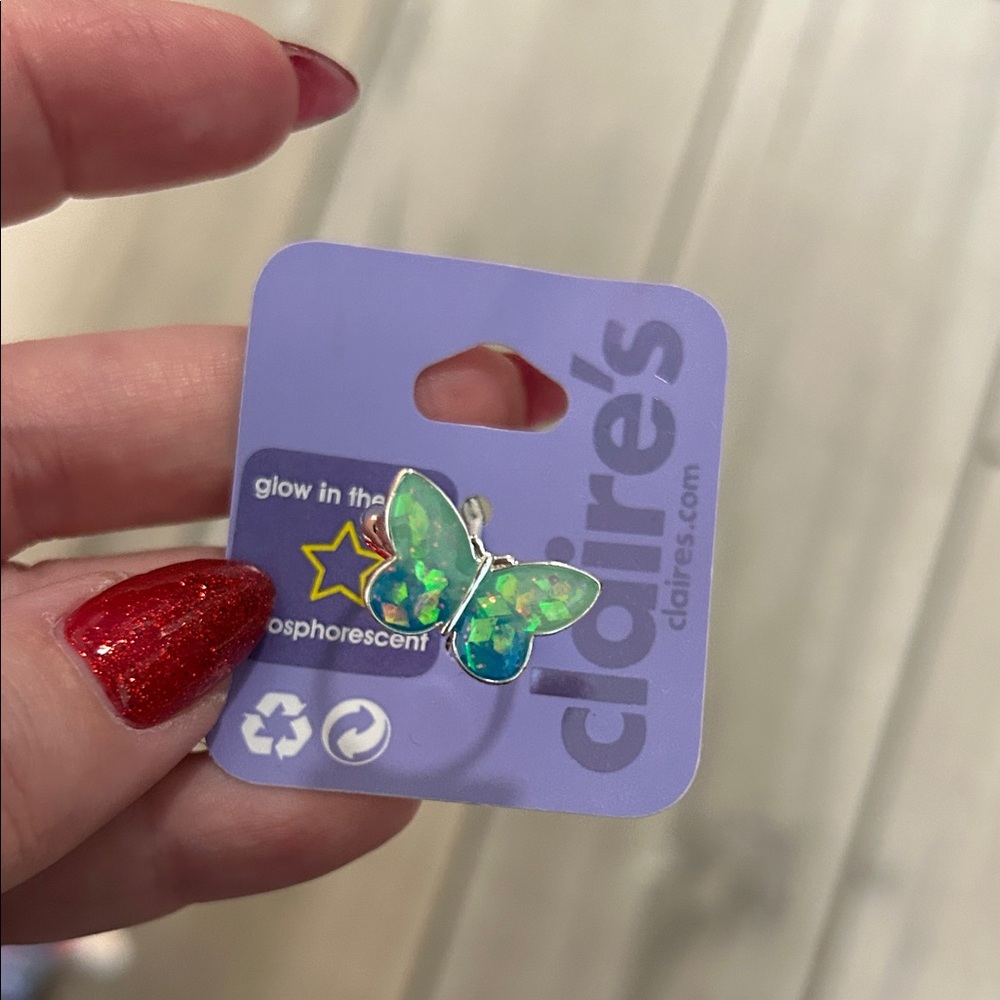 Claire's Green and Blue Butterfly Earrings
